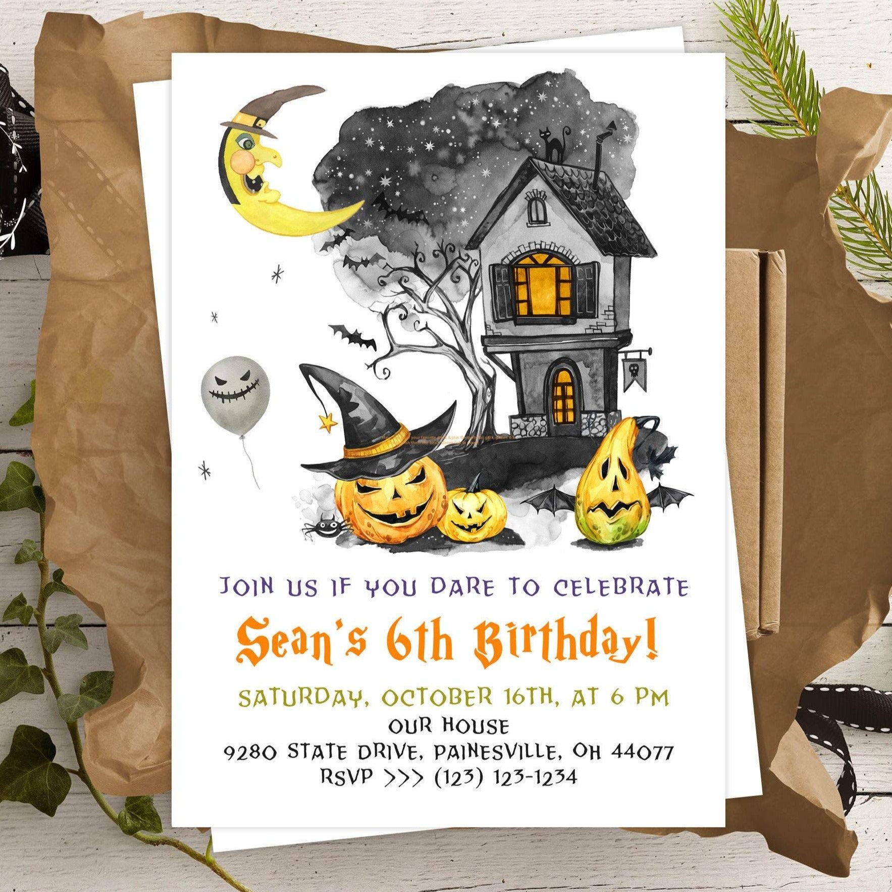 halloween birthday invitations