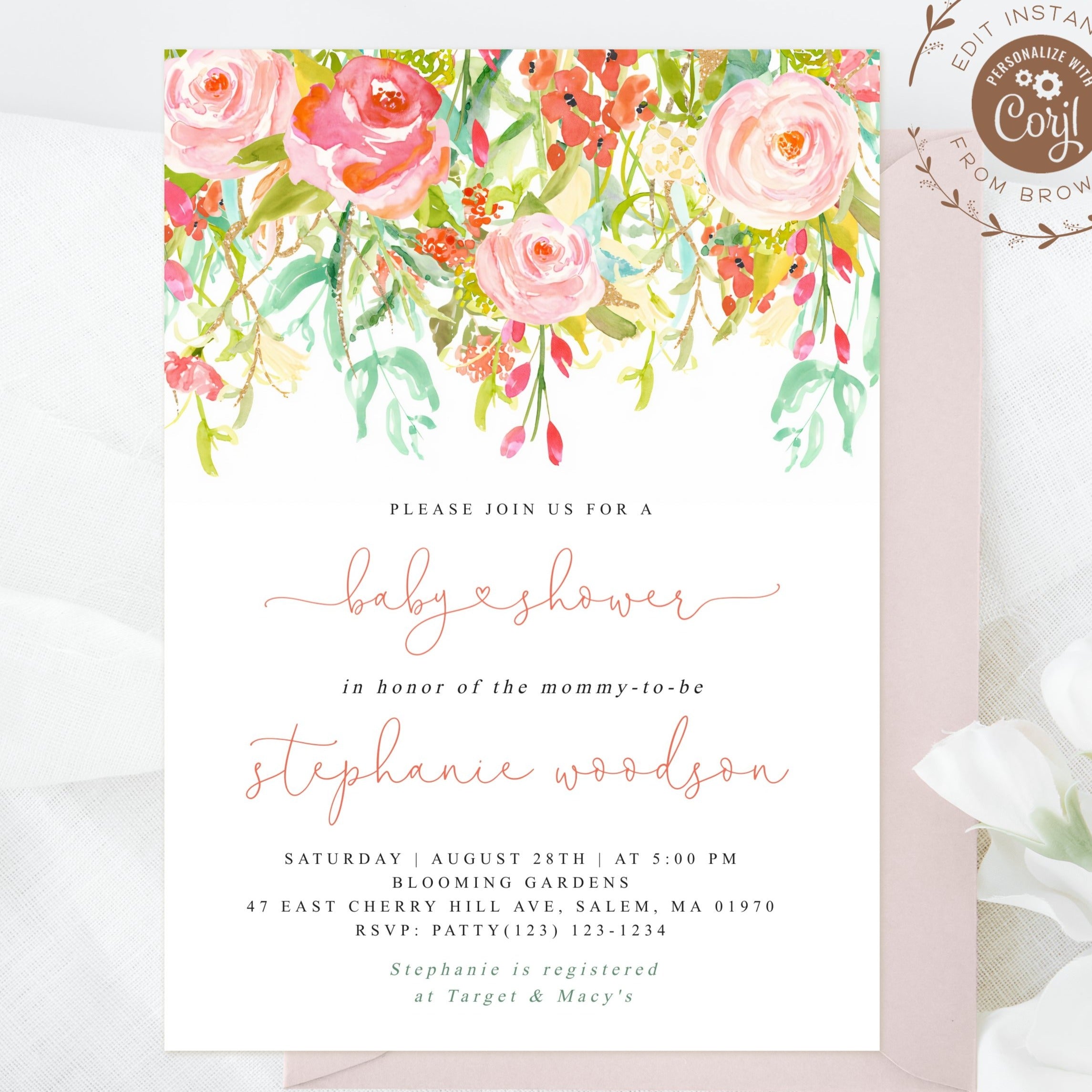 Bloomful Shower Baby Shower Invitation