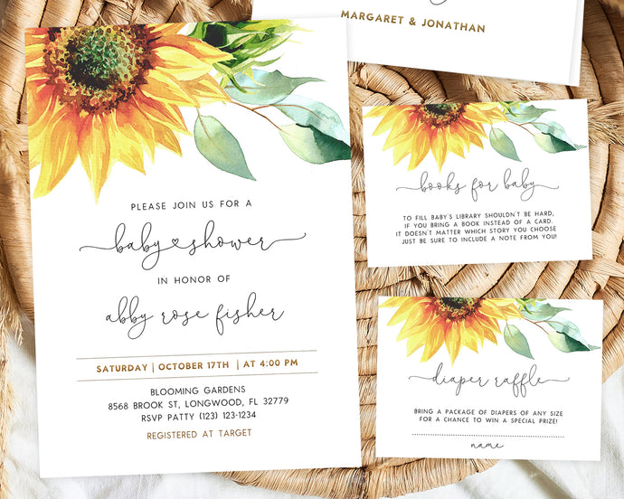 Sunflower Baby Shower Invitations