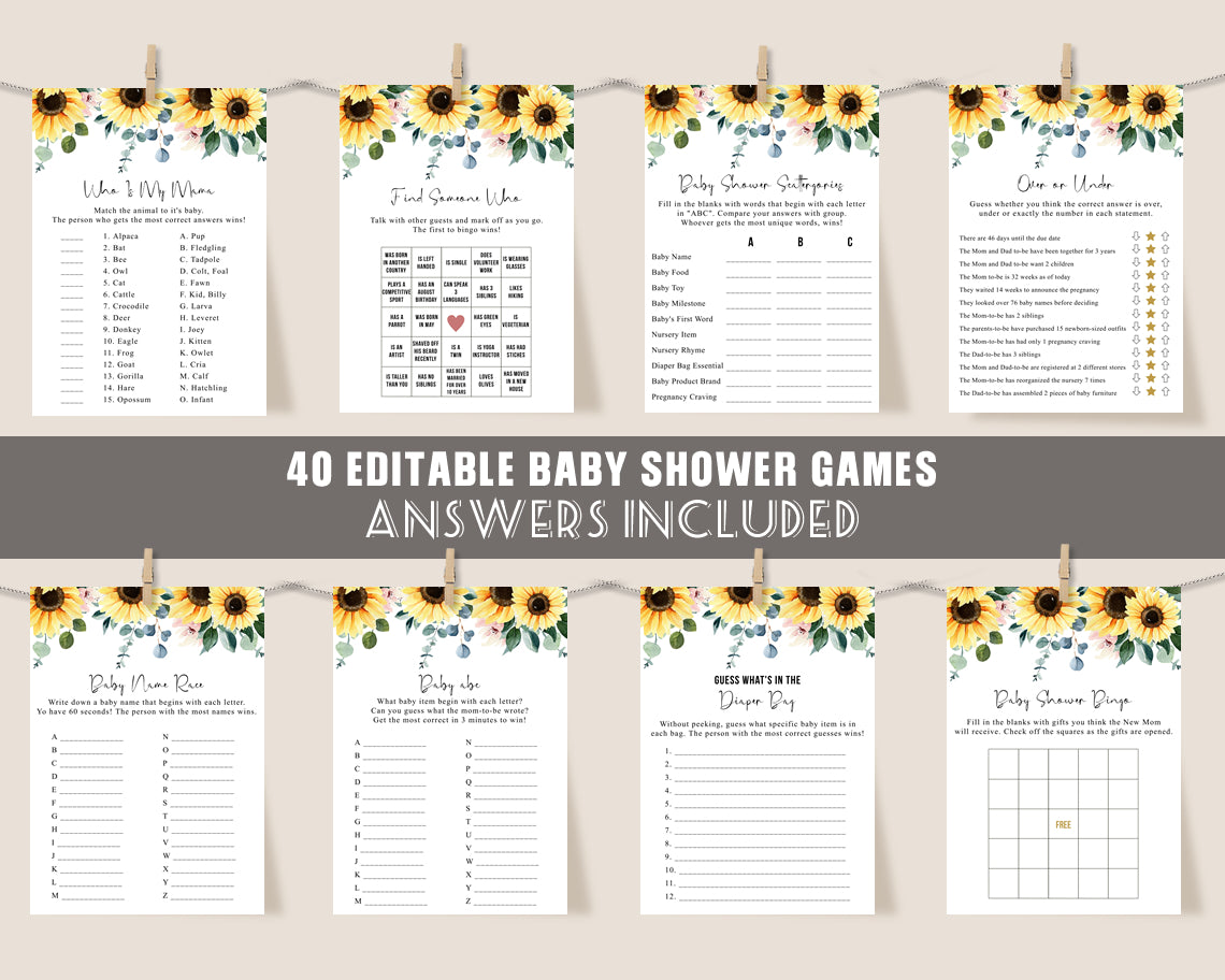 Editable Storybook Baby Shower Games Bundle Book Baby Shower