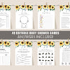 Sunflower Baby Shower Games Editable, 40 Games Included