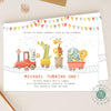 Animals birthday invitation, Train birthday invitation, Drive by 1st birthday invite safari animals, editable