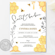 Bee theme baby shower invitation, Mommy to bee invitation, editable template