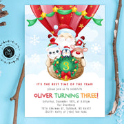 Winter birthday invitation Christmas kids party, 1st winter birthday invite, Santa Christmas birthday invitation