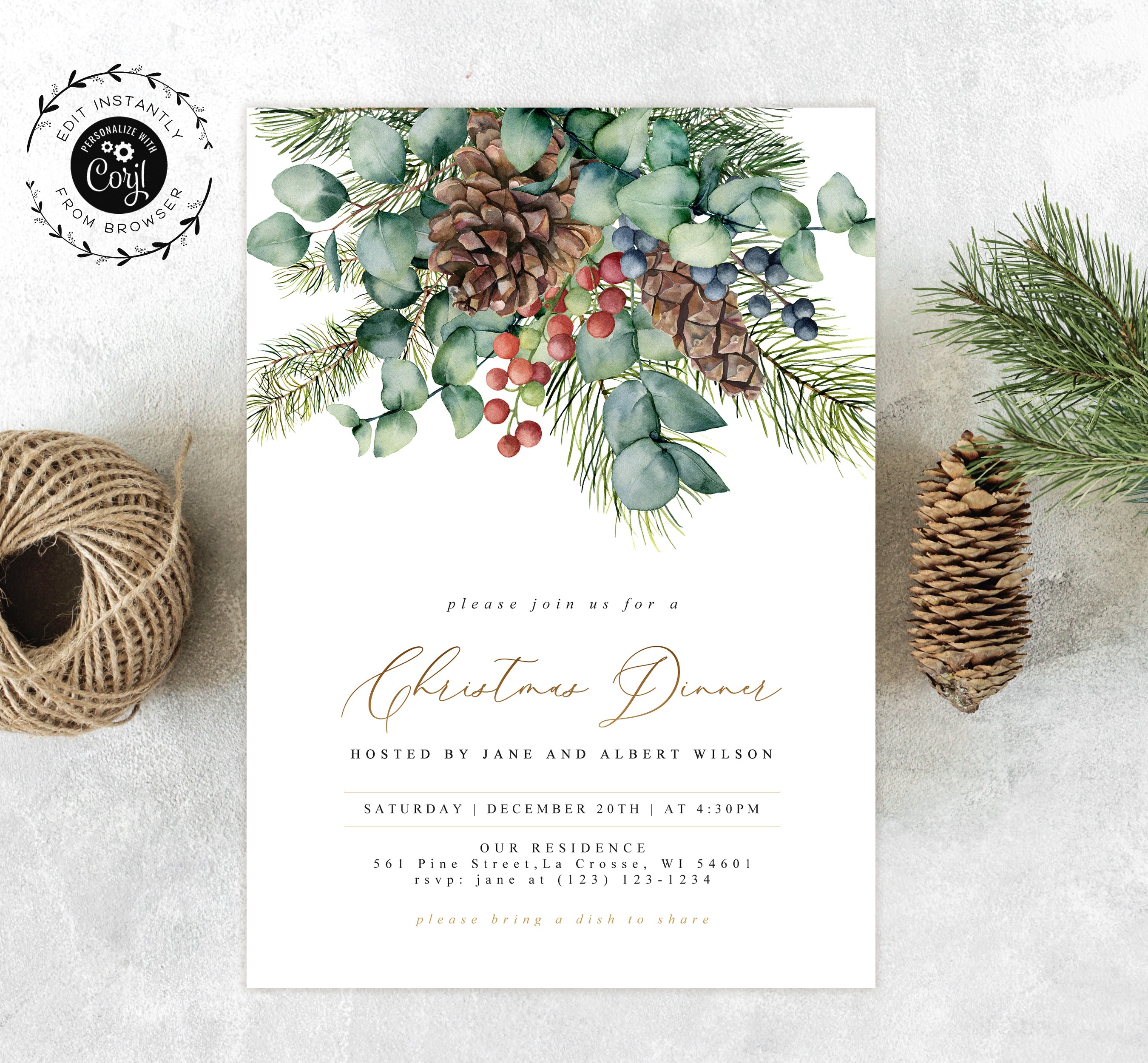 christmas dinner party invitation templates