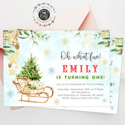 Oh what fun birthday invitation Oh what fun 1st birthday invite, Christmas birthday invitation, any gender