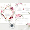 Burgundy floral wedding invitation templates, Cinnamon wedding reception invitation