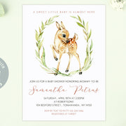 Deer baby shower invitation boy or girl, Baby shower invitation woodland