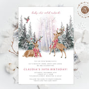 Baby it's cold outside drive by birthday invitation, Winter deer birthday invitation