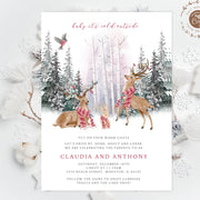 Baby it's cold outside baby shower invitation drive by, Woodland baby shower, Deer baby shower, Christmas baby shower template