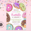 Donut birthday invitation, Drive by parade birthday invitation for girl, Quarantine Party Donut template