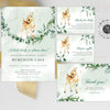 Deer baby shower invitation bundle, Winter deer gender neutral baby shower