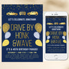 Drive by parade invitation, Drive by birthday invitation, Drive through party template