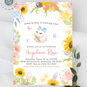 Some bunny is turning birthday invitation for girl, Easter, Spring 1st birthday