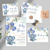 Elephant Boy Baby Shower Invitation Bundle, Blue Balloons Baby Shower, 4 Items Included