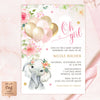 Elephant Baby Shower Invitation Girl