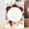 Bridal shower invitation fall, winter, boho rust, burgundy