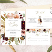 Fall wedding invitation suite rust wedding invitation templates wedding details and rsvp