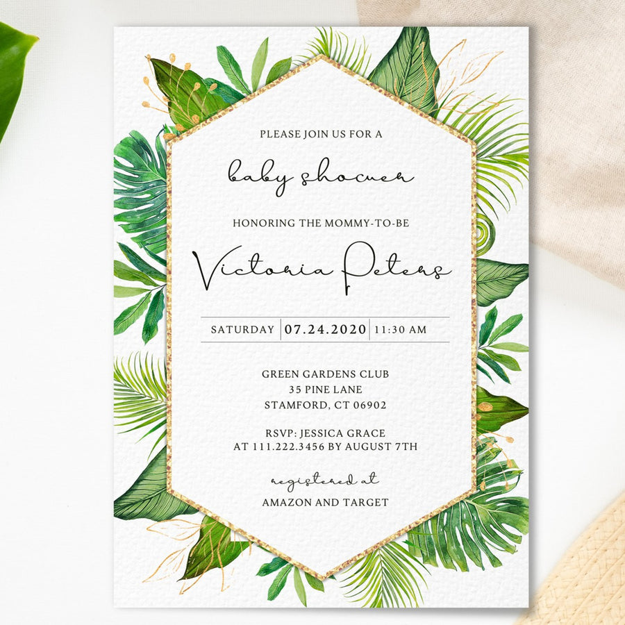 Tropical Baby Shower Invitation Neutral – partyrainbow