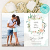 Save the date template, blush and greenery