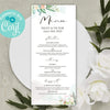 Menu editable template, greenery, blush, peach, 4x9