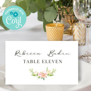 Wedding place card tent template, Name card template editable