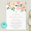 Baptism Invitation Girl Blush Roses Editable Template