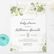 Gender Neutral Greenery Baby Shower Invitation