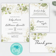 Greenery Eucalyptus Baby Shower Invitation Bundle