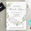 Greenery and white flowers bridal shower invitation