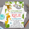 Let's hang out Jungle Animals Birthday Party Invitation