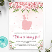 Princess birthday invitation, Royal birthday invitation, editable template