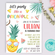 Pineapple birthday invitation, Party like a pineapple invite