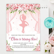 Ballerina Birthday Invitation Template, Tutu Birthday Party Invite