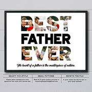 Best father ever photo collage printable, Gift for dad printable, Father photo collage, Dad word art