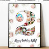 Birthday photo collage with roses background, Photo collage number, printable