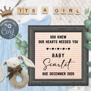 Social media pregnancy announcement for girl, Instagram, Facebook or email