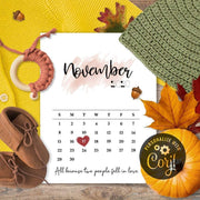 Fall pregnancy announcement with calendar and sonogram for social media