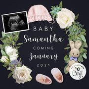 It's a girl elegant pregnancy announcement with ultrasound, editable