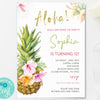 Aloha pineapple birthday party invitation