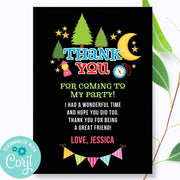 Camping bonfire thank you card for kids party