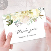 Roses editable thank you card for baby shower, wedding, birthday party