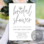 Bridal shower invitation, modern, black and white, minimalist