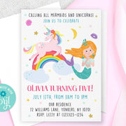 Mermaid and Unicorn Invitation