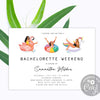 Bachelorette pool party invite, Bachelorette beach invite, Weekend Itinerary, editable template