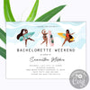 Bachelorette beach party invite, Bachelorette beach invite, Weekend Itinerary, editable template