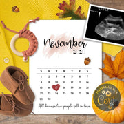 Fall pumpkin calendar pregnancy announcement for social media