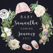Editable pregnancy announcement for girl, upload on social media or text