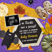 Editable halloween pregnancy announcement for social media with sonogram