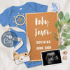 Pregnancy announcement for boy with ultrasound editable template